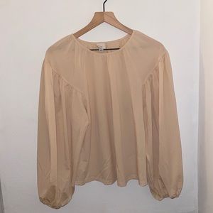 cream wide sleeve blouse
